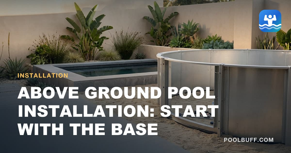 An above-ground pool wall being assembled on a leveled sand base