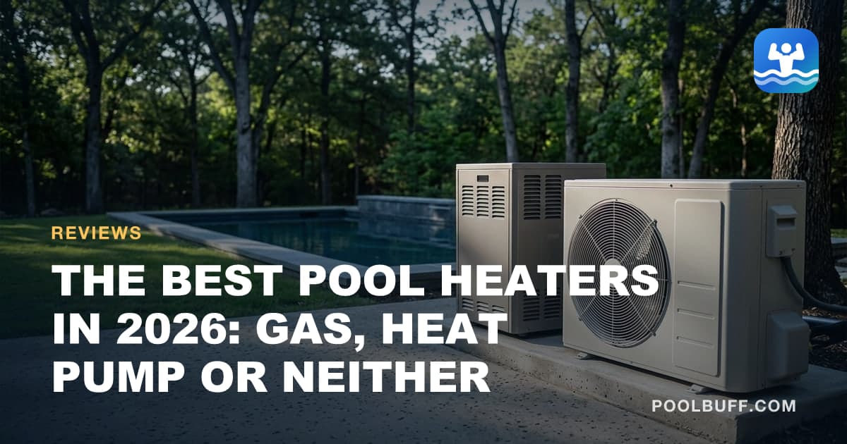 A gas heater and a heat pump standing side by side on one concrete equipment pad