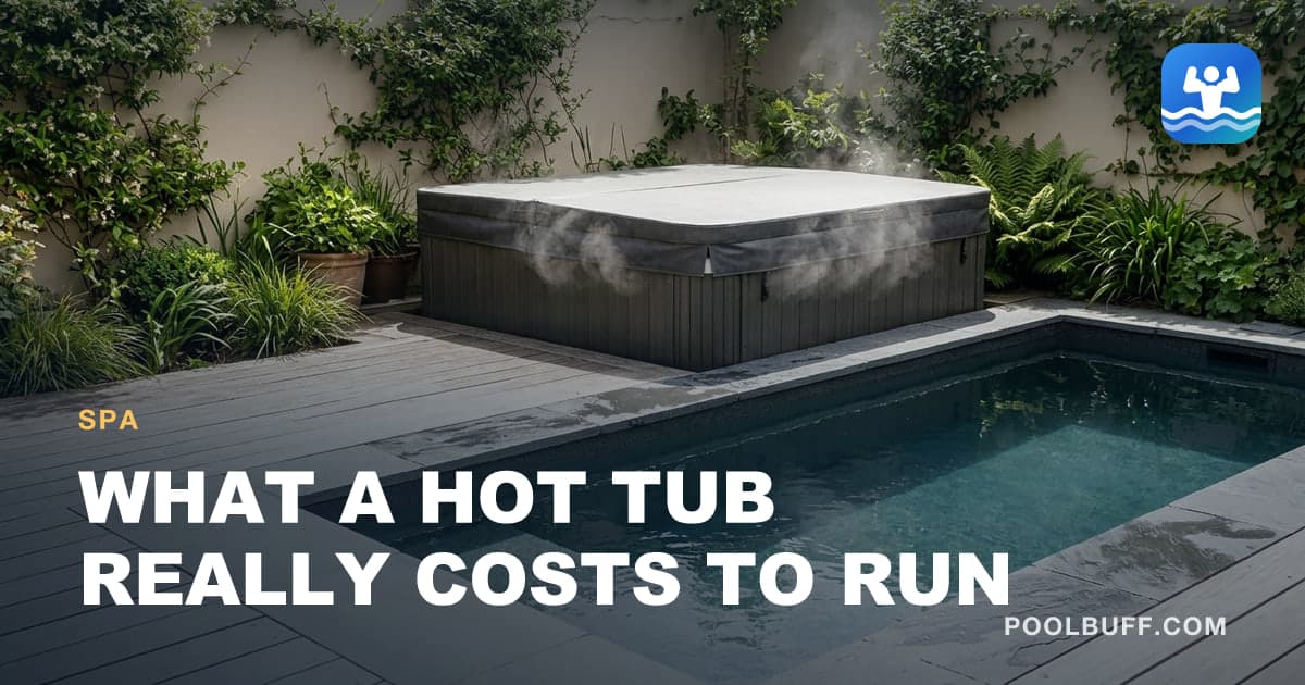A well-insulated hot tub with its cover on, steam escaping at the seam