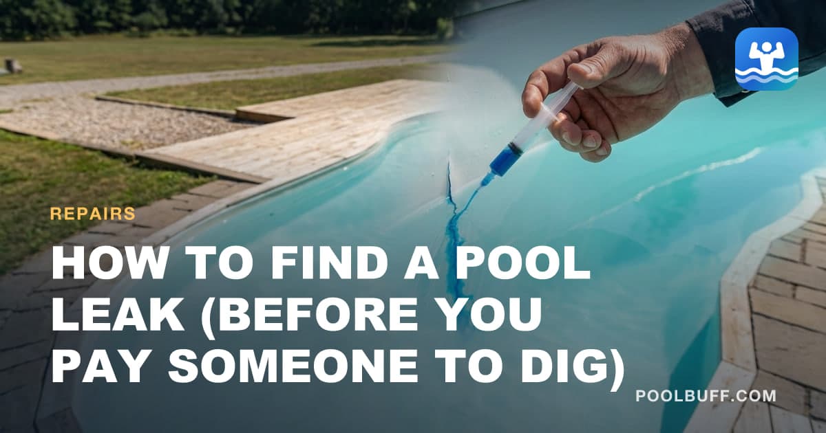 A dye test at a pool wall crack, dye drawing into the crack underwater