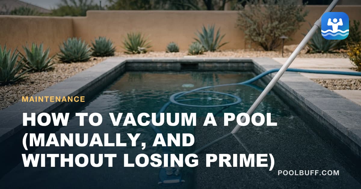 A vacuum head and telescopic pole working across a pool floor