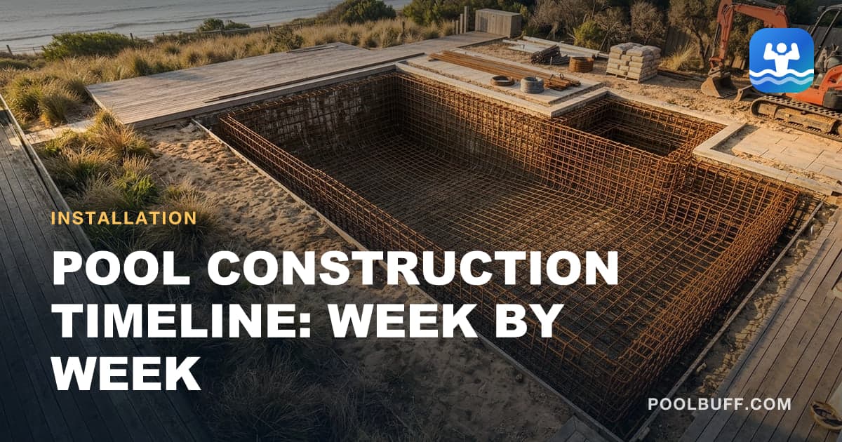 A pool excavation with rebar cage tied and ready for shotcrete