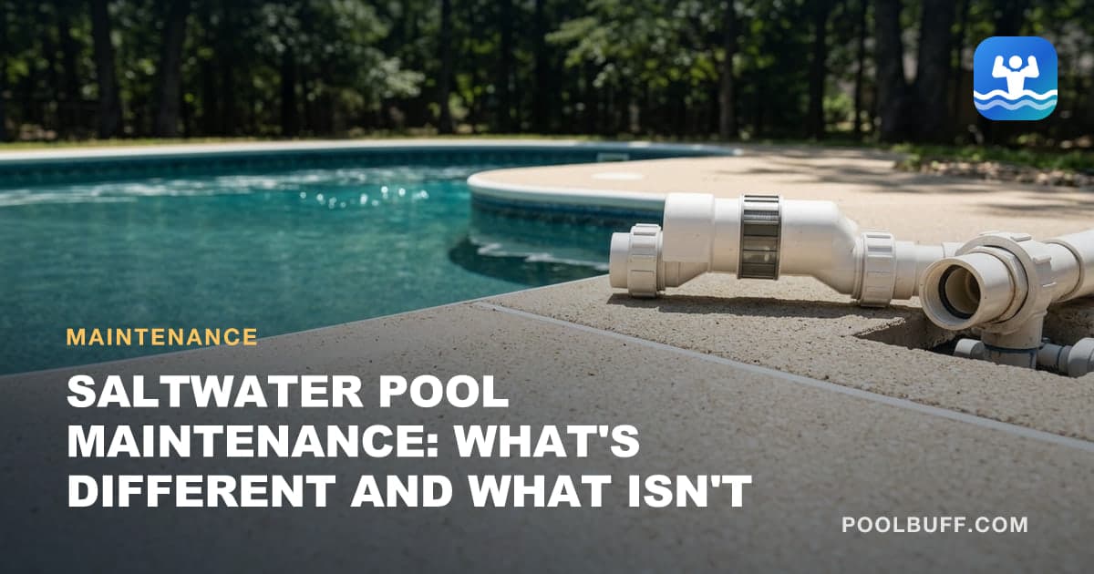 A salt cell being inspected out of its union beside a saltwater pool